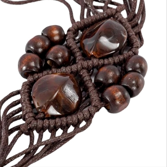Brown Beaded Tie-Waist Belt - Picture 5 of 5